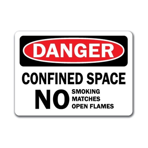 Signmission Danger-Confined Space No Smoking Matches Flames-10in x 14in OSHA, Confined Space No Smoking Matches DS-Confined Space No Smoking Matches - main